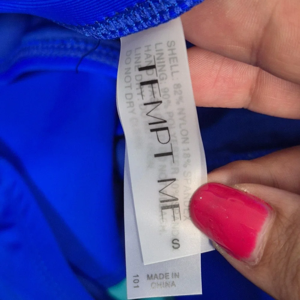 Tempt Me Womens Blue Tankini Swimsuit with Tummy Control Swim Skirt Size S